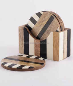 Posavasos decorativo para té y café, juego de posavasos de madera de 4 posavasos de artículos para el hogar para accesorios de mesa - Product Image 6