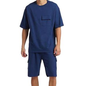 Ensemble confortable t-shirt et short pour homme, tenue de sport, entraînement en salle de sport, tissu respirant, logo personnalisé, vente en gros - Product Image 6
