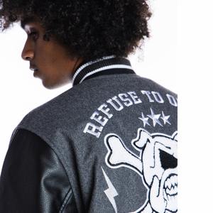 Custom Logo Chenille Embroidery <b>Patchwork</b> Stand Collar Hooded Wool Sleeve College Men Winter Letterman Bomber Varsity <b>Jacket</b> - Product Image 6