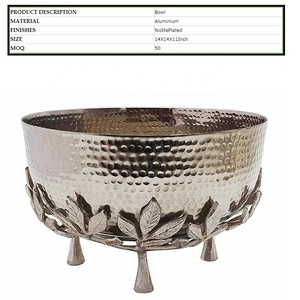 Cuenco metálico de alta calidad para servir con soporte de hoja real, utensilios de cocina tallados a mano, esencial para el hogar, hoteles, fiestas, Decoración de mesa - Product Image 6