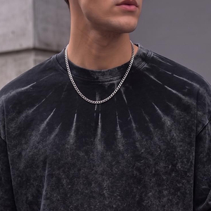 เสื้อยืดคอตตอนทรงโอเวอร์ไซส์ลายฟอกสีสไตล์วินเทจสำหรับผู้ชายรุ่นใหม่ล่าสุด แฟชั่นสตรีทแวร์ฤดูร้อน ทรงหลวม เสื้อยืดลายฟอกสี - Product Image 5