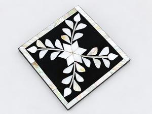 Square Handmade Mother of Pearl <b>Abalone</b> <b>Shell</b> Inlay Eco-Friendly HASAN CRAFT Cup Coaster Checkerboard Pattern Luxury Drink Mat - Product Image 6