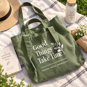EcoRev Biodegradable Canvas Reusable <b>Tote</b> <b>Bag</b> Positive Vibes Only Bloom a Better Tomorrow Lightweight Durable Shoulder <b>Bag</b> - Product Image 6