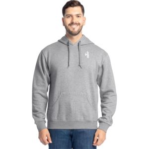 Sudadera con Capucha de Algodón Grueso de 400 GSM, Proveedor OEM/ODM, Diseño Personalizado, Sudadera con Capucha Gris para Hombre con Bolsillo Canguro - Product Image 1