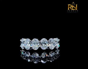 Anillo de Boda de Oro Sólido con Media Eternidad de 6 Diamantes Ovalados Cultivados en Laboratorio para Mujer, Joyería de Aniversario, Venta al por Mayor OEM ODM - Product Image 5