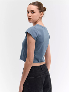 Women's Premium Baby Tee 100% Cotton Cap Sleeve Raw Edge Slim Fit Clean Streetwear <b>Crop</b> T-shirt Wholesale Boutique Fashion <b>Top</b> - Product Image 3