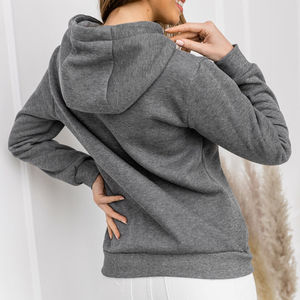 Sweat-shirt à capuche uni décontracté de haute qualité pour femmes, style hip-hop, en polaire, pour l'automne et l'hiver. - Product Image 5