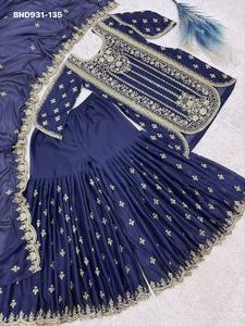 Collection Premium Star Georgette avec broderie, sequins et travail de découpe, ensemble Sharara-Suit entièrement cousu, vente en gros - Product Image 4