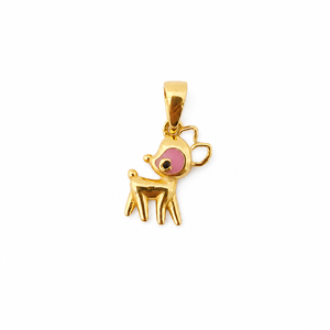 Juego de Pendientes con Colgante de Ciervo en Oro Amarillo de 18 Quilates para Mujer, Esmalte Rosa, Acabado Pulido, Diseño Animal, Regalo para Fiesta o Boda - Product Image 3