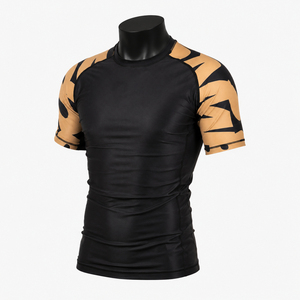 Camiseta de Compresión de Manga Corta Transpirable de Secado Rápido para BJJ, Personalizada OEM, para MMA No-Gi Grappling con Costuras Planas - Product Image 1