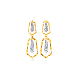 Boucles d'oreilles pendantes géométriques contemporaines en diamant de laboratoire, or jaune 14 carats, bijoux de mode pour femmes, accessoires de fête nuptiale - Product Image 1