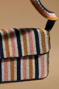 Beaded <b>Fold</b> Over Handbag With Geometric Pattern Single Strap Bohemian Style Women's <b>Bag</b> - Product Image 4