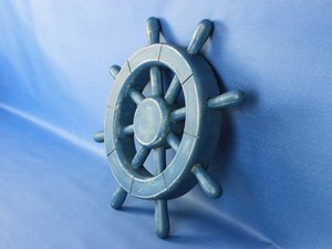Blue Wooden <b>Ship</b> <b>Wheel</b> Nautical Wall Decor Coastal Marine Steering <b>Wheel</b> Beach House Hanging Decoration - Product Image 2