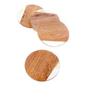 Sous-verres en bois d'acacia sauvage avec incrustation d'os blanc sous-verres faits à la main incrustation d'os antidérapante Design unique utilisé et sous-verres en os - Product Image 1