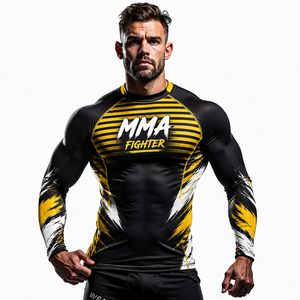 Fournisseur en gros OEM de Rash Guards MMA, vêtements de compression légers, durables, extensibles, sublimés, à manches courtes, pour BJJ Jiu Jitsu - Product Image 2