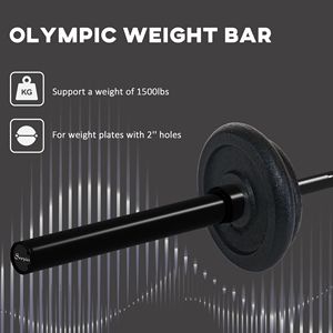 Bilanciere Olimpico Nero da 2,2 m con Capacità di 680 kg, Manicotti Girevoli e Impugnatura Antiscivolo con Scanalature - Product Image 3
