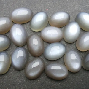 Certificado 6mm X 8mm Piedra lunar gris natural Cabujón plano ovalado Piedras preciosas genuinas sueltas Compre en línea ahora al mejor precio asequible - Product Image 1