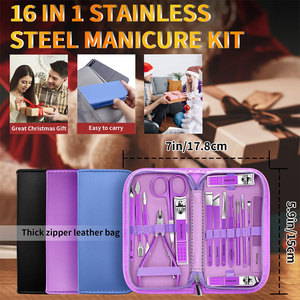 Professional Pieces <b>Manicure</b> Set Stainless Steel Nail Clippers Set <b>Manicure</b> Pedicure <b>Kit</b> With PU Travel Case - Product Image 6