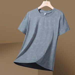 เสื้อยืดคอกลมแขนสั้นสีดำสำหรับผู้ชาย ทรงปกติ ผ้าเจอร์ซีย์ลำลอง ผ้าฝ้าย ระบายอากาศได้ดี สีพื้น - Product Image 3