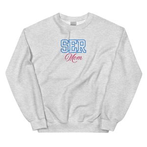 Sweat-shirt unisexe brodé Mom, gris chiné, col rond, en molleton doux, style décontracté et confortable pour le quotidien - Product Image 1