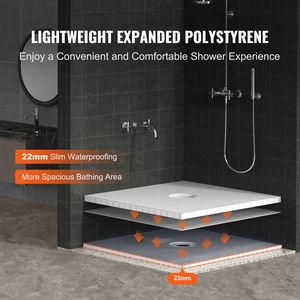 Lightweight EPS 36\" X 36\" <b>Shower</b> Curb Kit with 6.3\" Central Drain and 2 Waterproof Clo <b>Shower</b> <b>Trays</b> Installation Kits - Product Image 3