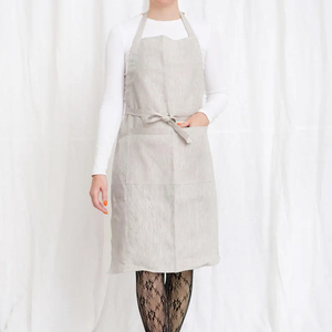Delantal de lino para mujer con bolsillos, uniforme de trabajo cómodo y a la moda para cocina, taller, ropa de trabajo para mujer, multiusos - Product Image 1