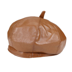 Béret en cuir marron unisexe, style décontracté, à porter au printemps et en automne, 56-58 cm, design européen et américain - Product Image 1