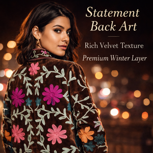 Veste bomber brodée artisanale de qualité supérieure pour femmes, en velours, avec broderie florale - Product Image 5