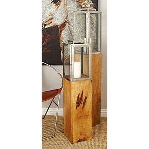 Lanterne en bois de manguier Art Déco en gros avec motifs gravés - Lanterne décorative en bois unique - Product Image 3
