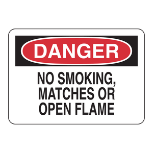 Danger No Smoking Matches or <b>Open</b> Flame <b>Sign</b> for Laboratories and Industrial Areas - Product Image 1