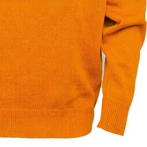 Suéter naranja con cuello en V y ribete morado y rayas en las mangas, de punto, de manga larga para mujer - Product Image 5