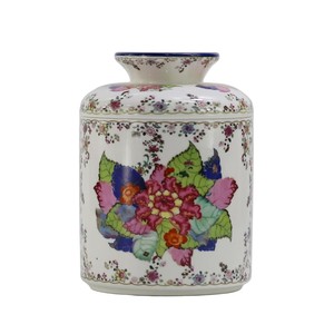 Pot cylindrique en porcelaine peint à la main avec motif floral |   Conteneur en céramique décoratif en gros - Product Image 1
