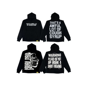 Sweat-shirt à capuche unisexe noir, coupe oversize, style streetwear, logo imprimé sur le devant, en molleton de coton, manches classiques, coupe hiver, coupe-vent, avec poche - Product Image 1