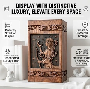 Forest deer Custom Handmade Urn - Wooden Urns for Human Ashes - Cremation Urns for Adult Ashes – <b>Memorial</b> urn <b>box</b> for ashes-keep - Product Image 5