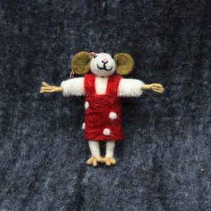 Ratón de Fieltro, Adorno Navideño, Vestido Rojo con Puntos Blancos Bordados, Juguete Suave de 0-10 cm, Unisex - Product Image 2