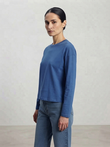 T-shirt à manches longues coupe ample personnalisé OEM, col rond, t-shirt surdimensionné, 100% coton, séchage rapide, coupe ample, t-shirt de jogging pour femmes - Product Image 4