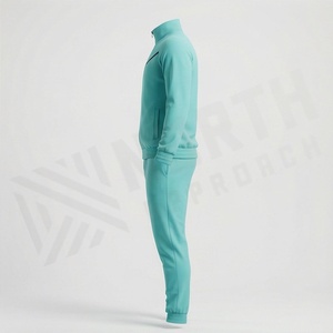 Survêtement unisexe couleur unie, fermeture éclair intégrale, col montant, vêtements de sport décontractés, respirant, polyester et élasthanne, pour l'automne, coupe régulière adulte - Product Image 3