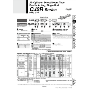 กระบอกลมนิวเมติก SMC CDJ2RA16-90Z-B กระบอกลมคุณภาพสูง - Product Image 1