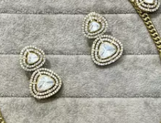 Juego clásico de moissanita y Kundan, juego de Kundan de calidad Premium con piedra, calidad increíble con pendientes para boda de compromiso - Product Image 2