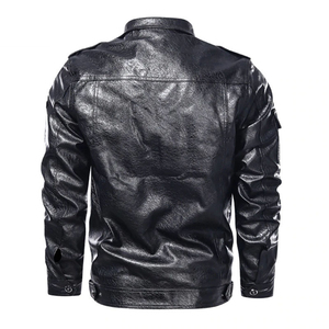 Chaqueta de Motociclista para Hombre, de Cuero Vacuno Genuino Marrón, con Cuello Camisero, Cierre de Cremallera, Corte Regular, Estilo Otoñal - Product Image 6