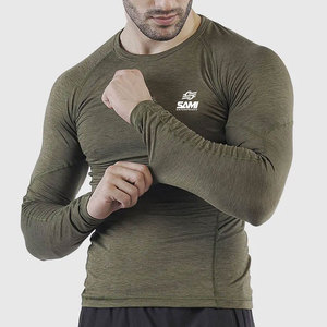 Chemises de compression pour hommes de haute qualité à faible MOQ, logo personnalisé imprimé, coupe ajustée, décontractées, en spandex/coton, meilleur prix - Product Image 3