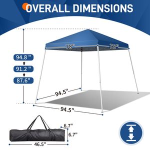 Tenda Pop-up Portatile 2,4 x 2,4m Blu per Uso Domestico, Design Pieghevole Impermeabile - Product Image 5
