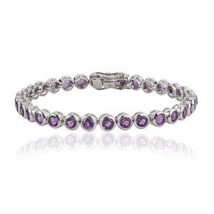 Wholesale Price 925 Sterling Silver 100% Genuine <b>Amethyst</b> February Birthstone Fine Tennis <b>Bracelet</b> For Women's - Product Image 1