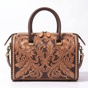 Nouveau sac de voyage en cuir véritable de haute qualité, orné de motifs floraux turquoise, style western cowgirl, sac bandoulière tendance, sac Speedy personnalisé - Product Image 3