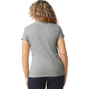 Camiseta de Cuello en V para Mujer, Color Gris, Algodón Suave, Informal, Manga Corta, Cómoda, Básica, Personalizable, Venta al Por Mayor para Damas - Product Image 3