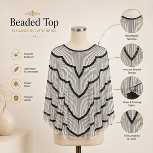 Blusa tipo poncho para mujer, de malla transparente con volantes en capas, negra con bordado en contraste, elegante, de corte holgado, para fiesta y noche, prenda de moda. - Product Image 5