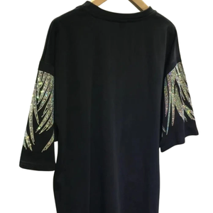 T-shirt court délavé à l'acide de qualité supérieure pour homme, imprimé DTG avec strass et diamants, en coton vieilli, coupe oversize, mode décontractée d'été - Product Image 2