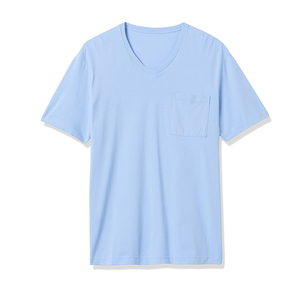 เสื้อยืดคอกลมผู้ชาย สีฟ้าอ่อน แขนสั้น ทรงปกติ สวมใส่สบาย ผ้าเจอร์ซีย์คอตตอน 100% เนื้อนุ่ม 180 กรัม - Product Image 1