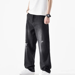 Pantalones Vaqueros Negros para Hombre, Corte Holgado, Estilo Baggy, Detalle Desgastado en las Rodillas, Algodón de Alta Calidad, Pantalones Casuales, Moda Urbana - Product Image 6