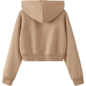 wholesale Fashion Printed Crop Top Hoodie Sweatshirts Cotton Custom Embroidered Lightweight Women's Hoodies with distress logo - Product Image 2